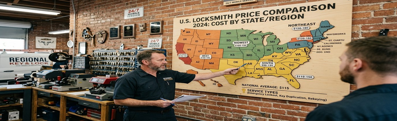 Locksmith prices by US region - geographic cost variation